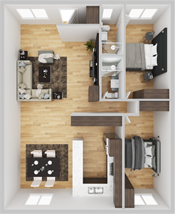 B2A - Two Bedroom / Two Bath - 1,134 Sq. Ft.*